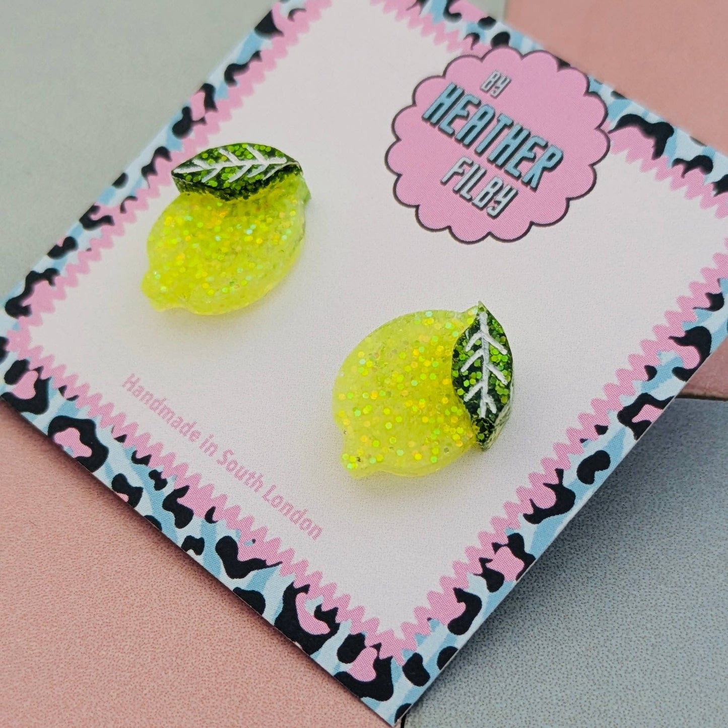 Yellow Lemon Glitter Stud Earrings - Best Seller